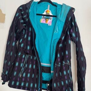 Burton Women's Ski Jacket in Black and Teal with Pattern